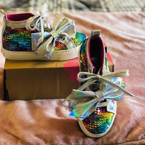 Jojo Siwa rainbow sequins high top shoes!!